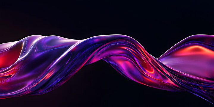texture of liquid red violet glass on a black background. abstract wavy 3d background. purple red gradient iridescent shiny wave