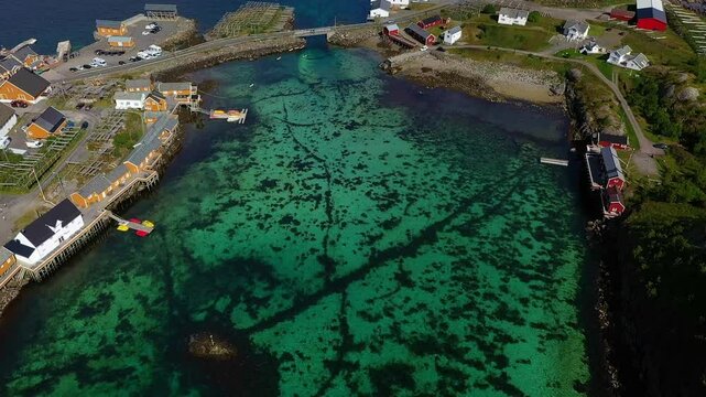 Turquoise water bay in Sakris&oslash;y, Norway
