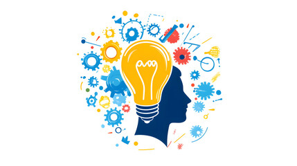 Creative Brainstorming and Innovation Concept with Gears and Lightbulb