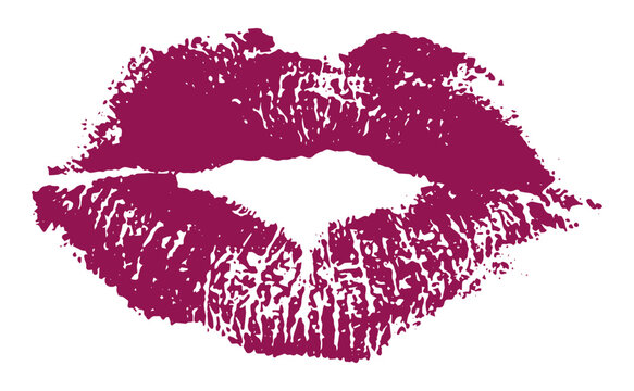recommend clip art: Lips imprint, dark pink lipstick kiss. Vector illustration