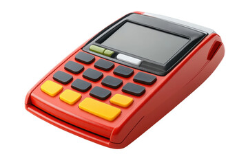 Card reader device, red color, isolated white background transparent background
