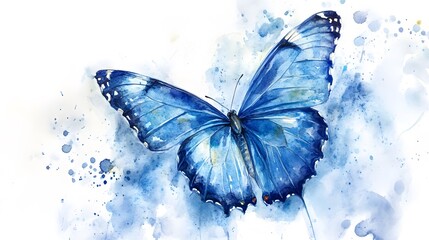 Watercolor Blue Butterfly
