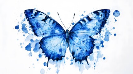 Watercolor Blue Butterfly
