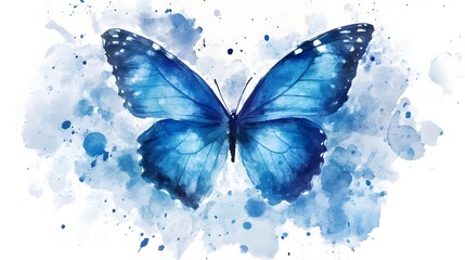 Watercolor Blue Butterfly
