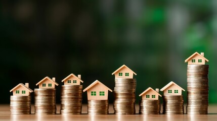 Mini house on stack of coins. Concept of property investment, income , tax, and passive income, Generative Ai