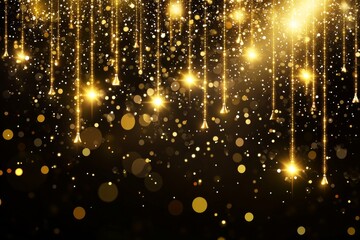 Obraz premium Golden starburst lights glowing against a dark background creating a sparkling and festive Christmas atmosphere