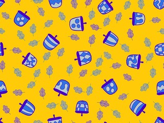 Autumn oak seamless leaves and acorns pattern for fabrics and linens