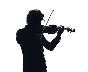 Fototapeta premium violinist silhouette playing music isolated png transparent background