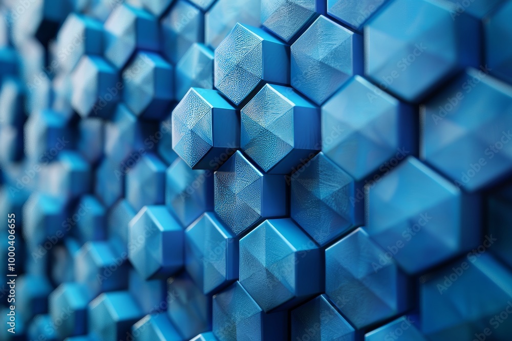 Poster blue geometric pattern with floating 3d cubes ideal backdrop for advertising and design projects