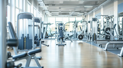 Fototapeta premium Empty Gym With Exercise Equipment