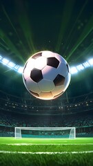 Naklejka premium Football Field with Bold Floating Ball