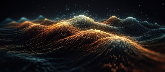 Abstract Digital Landscape with Glowing Peaks