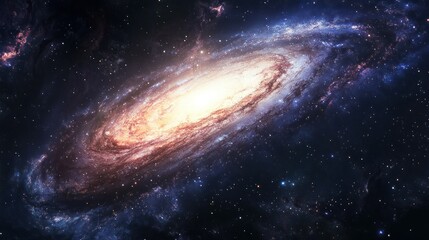 Fototapeta premium A Spiral Galaxy with Bright Core and Scattered Stars