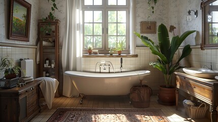 Vintage Bathroom Interior Design with Classic Features