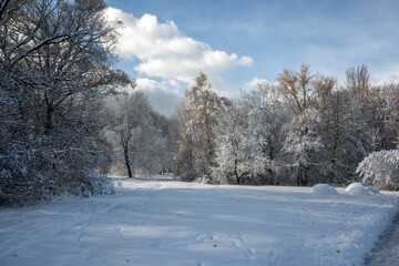 Winter panorama of South Park  in city of Sofia, Bulgaria