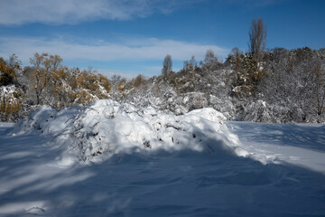 Winter panorama of South Park  in city of Sofia, Bulgaria