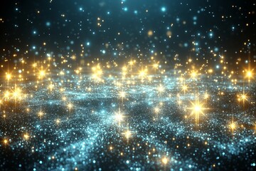 Fototapeta premium Bright sparkling golden snowflakes twinkling against a dark festive background symbolizing elegant holiday decor winter charm and joyful seasonal celebrations