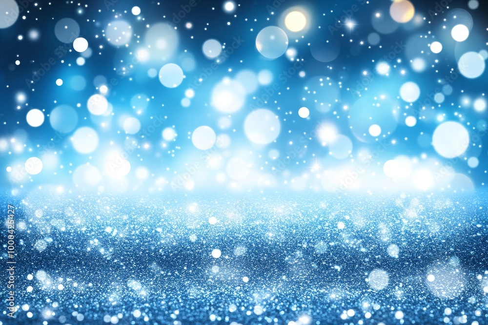 Aufkleber icy blue sparkling texture with floating particles and soft bokeh light effects evoking a magical an