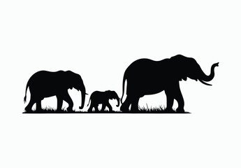 Fototapeta premium Wild African Elephant Silhouette EPS Vector File Isolated Illustration Template on a white background