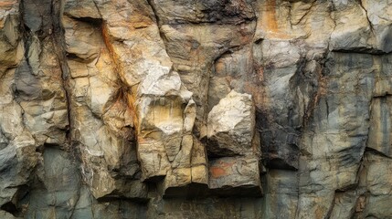 Fototapeta premium Close-up of Cracked and Weathered Rock Face