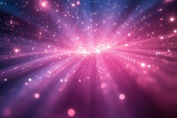 Abstract Glowing Pink Light Burst With Sparkling Particles