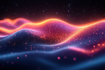 Obraz premium Abstract Flowing Waves Of Glowing Orange And Pink Particles