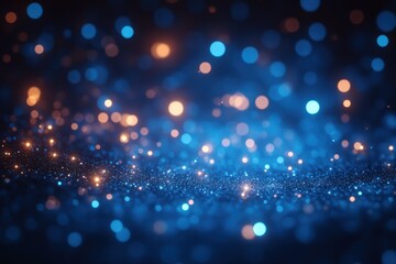 Abstract Blue And Orange Bokeh Lights With Sparkling Particles