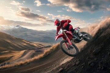 Thrilling Motorcycle Race Amidst Rugged Mountain Trails: A Scenic Challenge