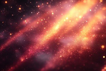 Abstract Golden And Red Light Streaks With Sparkling Particles