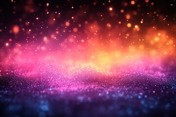 Vibrant Gradient Of Sparkling Particles In A Glowing Abstract Landscape