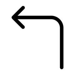 left turn, curved arrow, leftward icon