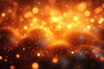 Glowing Abstract Particles In A Warm Golden Atmosphere