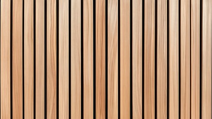 Fototapeta premium Wall made of wooden panels. Vertical wooden slats for facade cladding. Timber stripes made of beige pine. A modern plank surface for interior and exterior design. 