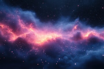Fototapeta premium Vibrant Pink And Purple Nebula In Deep Space
