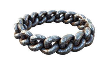 Metal chain link on a white isolated background. transparent background