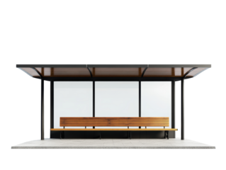 Modern bus stop design, white isolated background transparent background