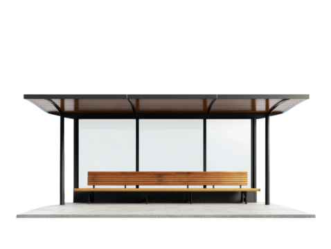Modern bus stop design, white isolated background transparent background