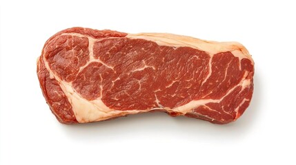 Beef sirloin on solid white background, single object