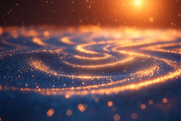 Glowing Swirl Of Particles With Warm Light In Cosmic Scene