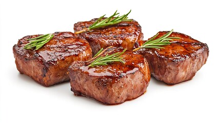 Lamb chops on solid white background, single object