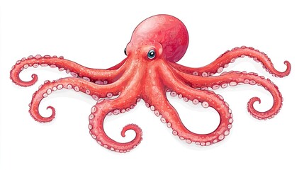 Obraz premium Octopus on solid white background, single object
