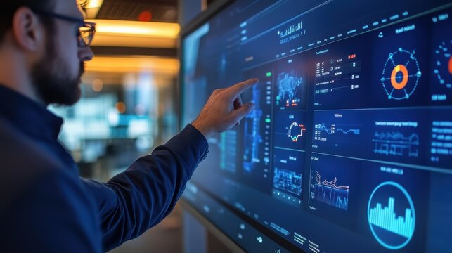Engineer Interacting with Data Visualization Dashboard