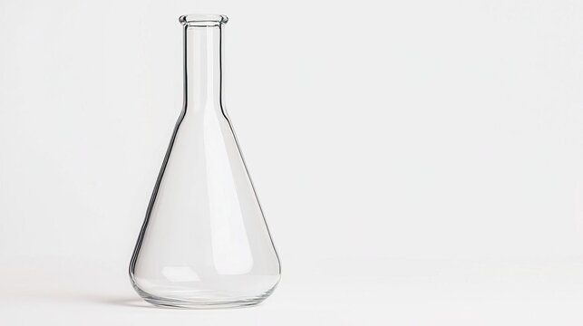 Empty glass laboratory beaker isolated on white background.