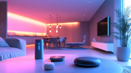 Smart Home Speaker in Luxurious Living Room with Modern Interior Design