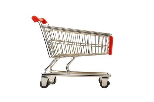 Shopping cart, white isolated background transparent background