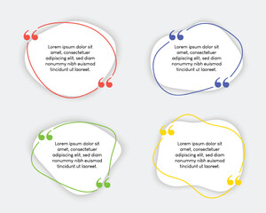 Vector Abstract Quote Box Set For Message And Text. Bubble Message And Text Set