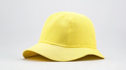 Fototapeta premium Yellow bucket hat isolated on white background.