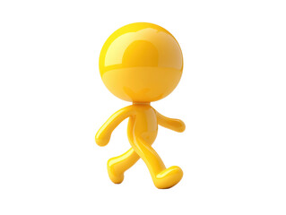 Stylized yellow figure walking, isolated on a white background. transparent background