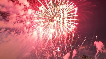 Colorful Fireworks Display Celebration with Sound for 4th of July and New Year
