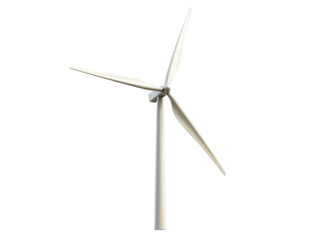 Wind turbine, white isolate background transparent background